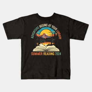 Adventure Begins At Your Library Summer Reading 2024 Vintage Kids T-Shirt